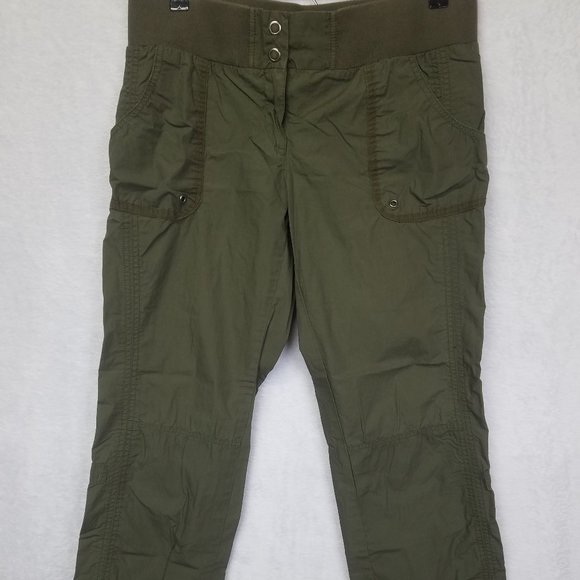 New York & Company Women's Pants Elastic Waist Button Green Size 8 - Picture 1 of 14